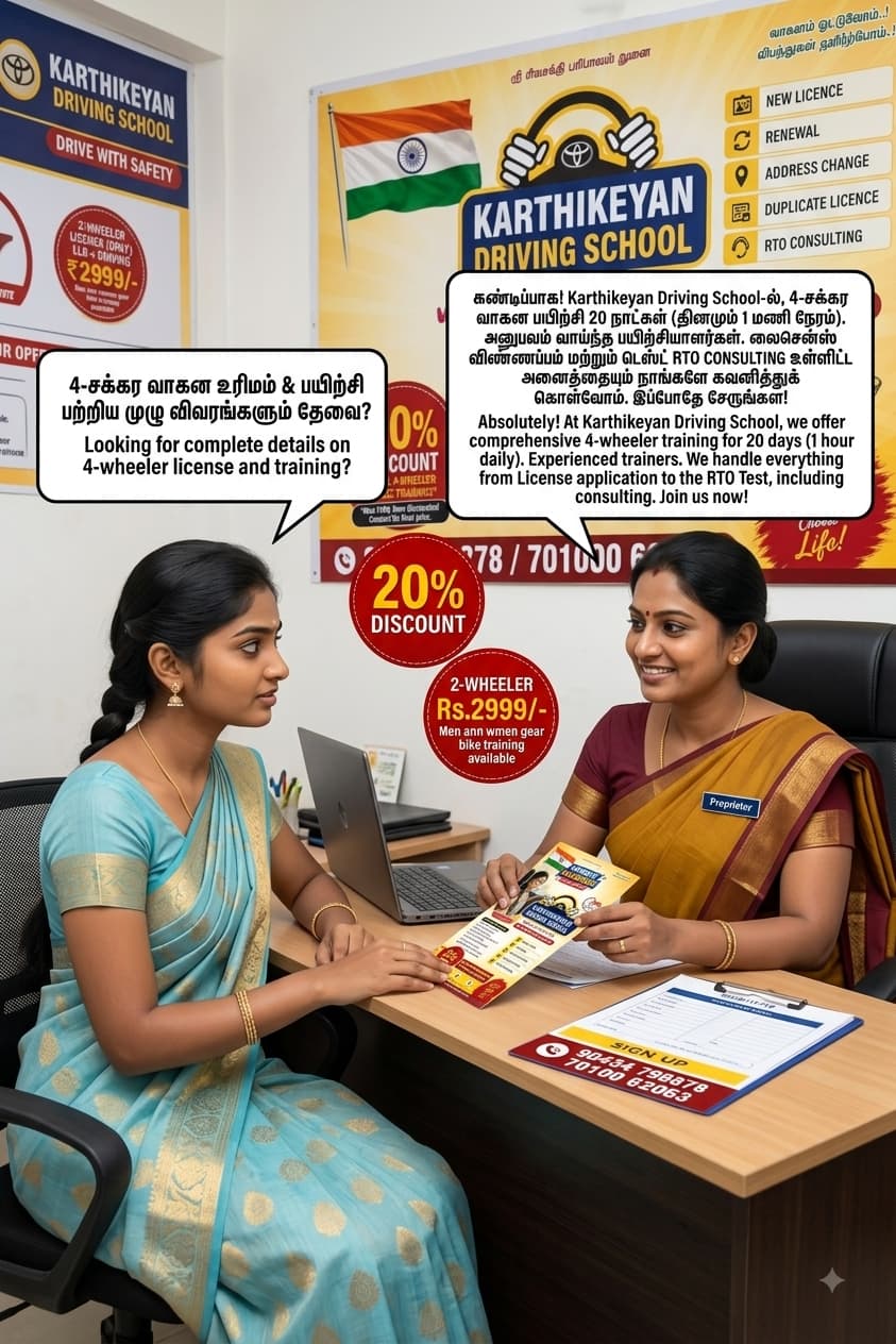 Two women discussing licence and RTO consulting at the school office