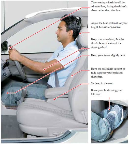 Correct driving seat position